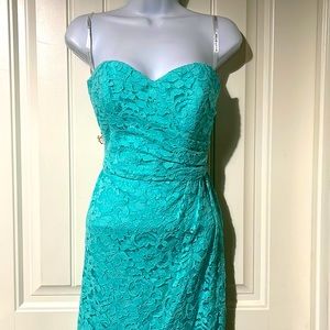 NWT! David’s Bridal short Strapless Lace Dress 👗 Size 10